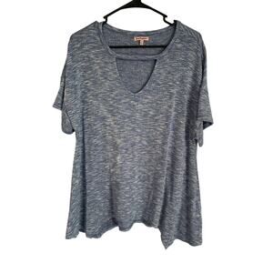 Juicy Couture Women's Medium Blue Marbled Short Sleeve Cutout Neck